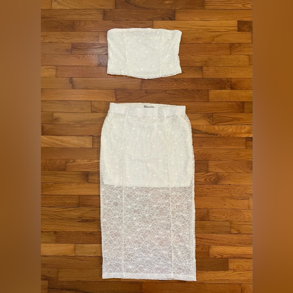 No Boundaries Ivory Lace Skirt Set